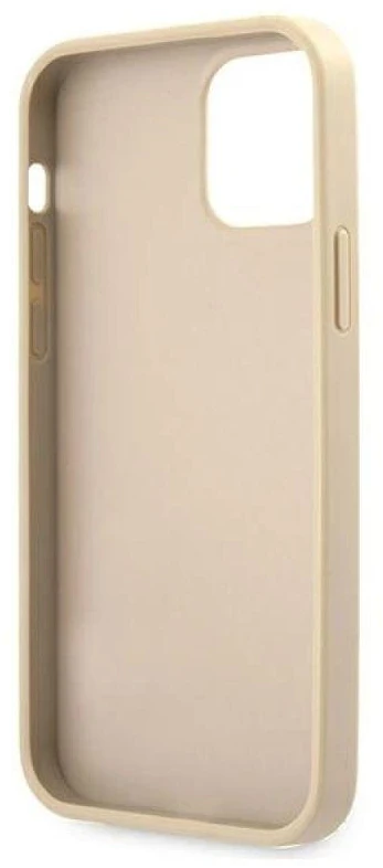 Guess GUHCP12MRSAVSLG Apple iPhone 12/12 Pro 6,1″ auksinis kietas dėklas Saffiano Vintage Script