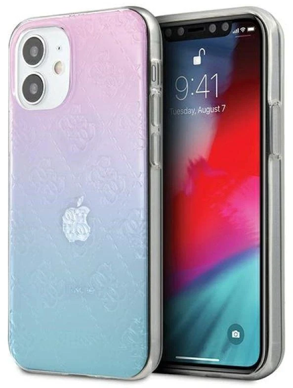 Dėklas GUESS GUHCP12S3D4GGBP IPHONE 12 MINI 5.4 "Mėlynas-Rožinis/Mėlynas & Rožinis HARDCASE 4G 3D PATTERN COLLECTION