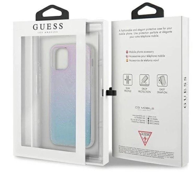 Dėklas GUESS GUHCP12S3D4GGBP IPHONE 12 MINI 5.4 "Mėlynas-Rožinis/Mėlynas & Rožinis HARDCASE 4G 3D PATTERN COLLECTION