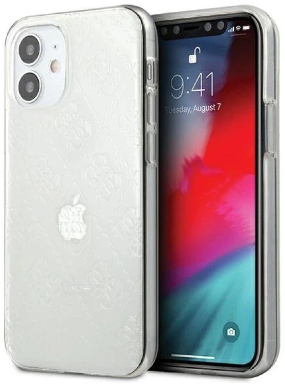 Guess GUHCP12S3D4GTR Apple iPhone 12 mini 5,4″ skaidrus kietas dėklas 4G 3D Pattern Collection
