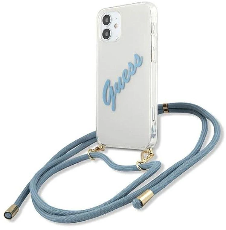 Apple iPhone 12 Mini Guess dėklas Script Vintage (GUHCP12SCRTVSBL) mėlynos spalvos