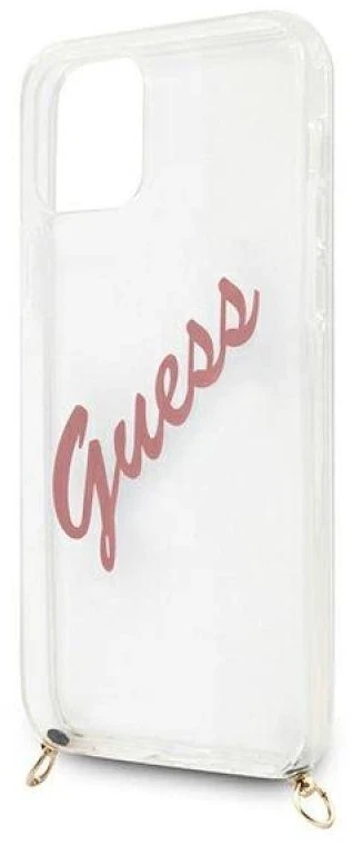 Guess GUHCP12SCRTVSPI Apple iPhone 12 mini 5,4″ rožinės spalvos kietas dėklas Script Vintage