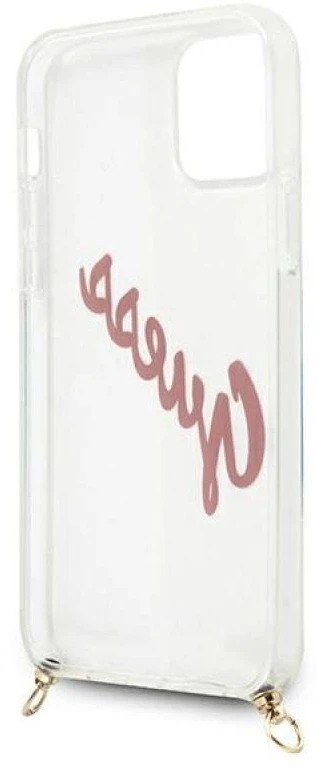 Guess GUHCP12SCRTVSPI Apple iPhone 12 mini 5,4″ rožinės spalvos kietas dėklas Script Vintage