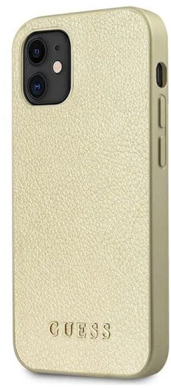 Guess GUHCP12SIGLGO Apple iPhone 12 mini 5,4″ auksinis kietas dėklas Iridescent