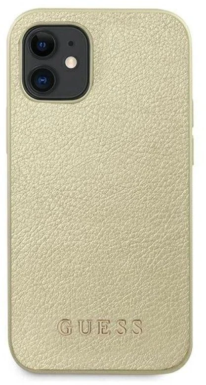Guess GUHCP12SIGLGO Apple iPhone 12 mini 5,4″ auksinis kietas dėklas Iridescent