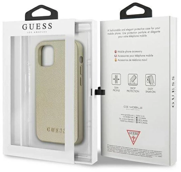 Guess GUHCP12SIGLGO Apple iPhone 12 mini 5,4″ auksinis kietas dėklas Iridescent