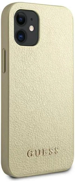 Guess GUHCP12SIGLGO Apple iPhone 12 mini 5,4″ auksinis kietas dėklas Iridescent