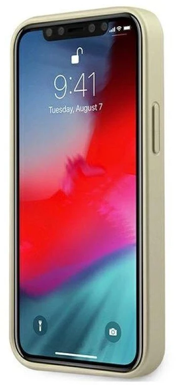 Guess GUHCP12SIGLGO Apple iPhone 12 mini 5,4″ auksinis kietas dėklas Iridescent