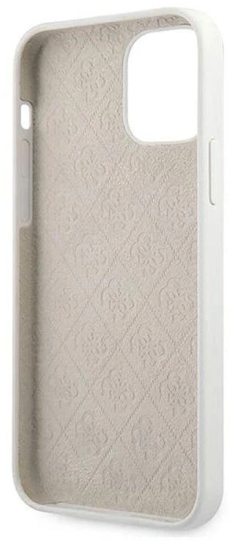 Guess GUHCP12SLSLMGWH Apple iPhone 12 mini 5,4″ baltos spalvos kietas dėklas Metal Logo Script