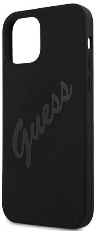 Guess GUHCP12SLSVSBK Apple iPhone 12 mini 5,4″ juodos spalvos kietas dėklas Script Vintage