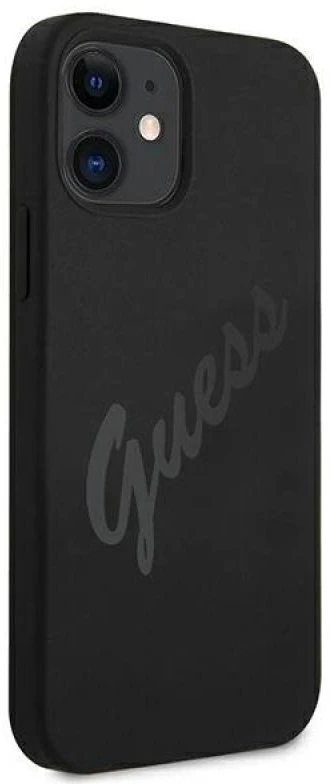Guess GUHCP12SLSVSBK Apple iPhone 12 mini 5,4″ juodos spalvos kietas dėklas Script Vintage