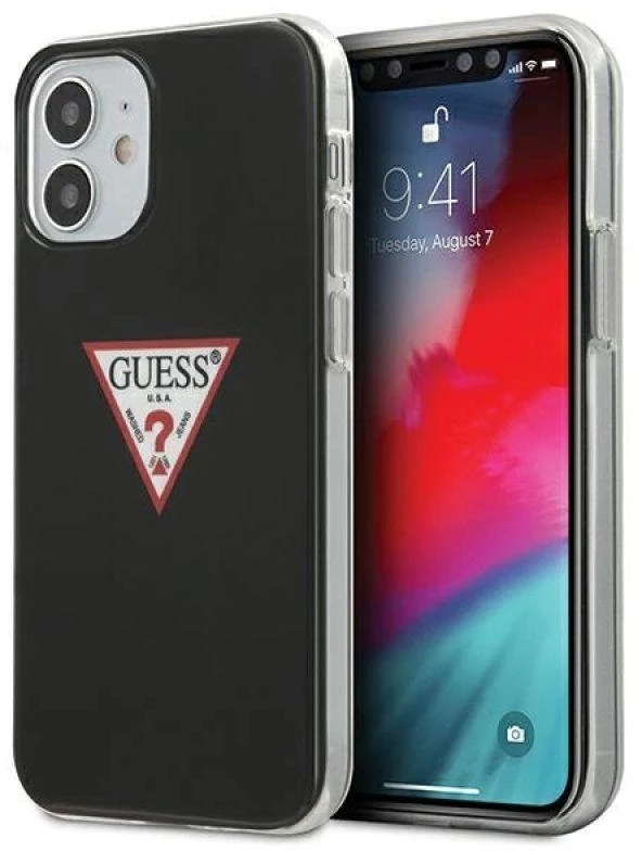 Apple iPhone 12 Mini Guess dėklas Triangle Collection (GUHCP12SPCUCTLBK) juodos spalvos