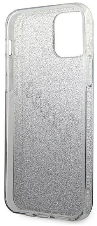 Guess GUHCP12SPCUGLSBK Apple iPhone 12 mini 5,4″ juodos spalvos kietas dėklas Glitter Gradient Script