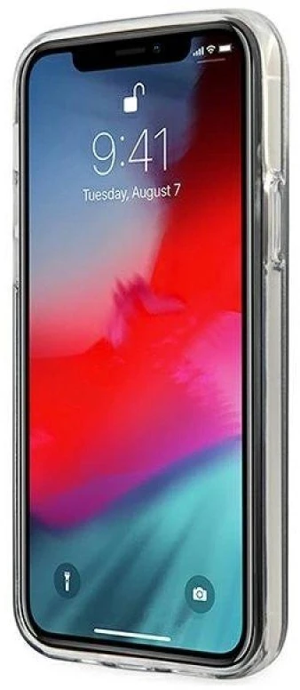 Dėklas GUESS GLITTER GRADIENT SCRIPT IPHONE 12 MINI Rožinis