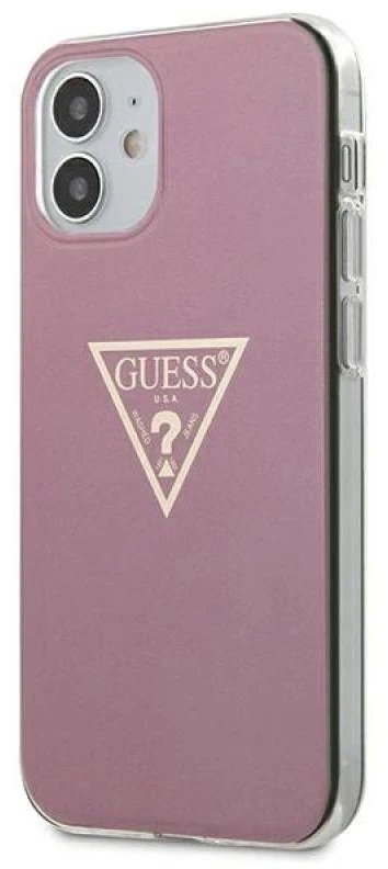 Guess GUHCP12SPCUMPTPI Apple iPhone 12 mini 5,4″ rožinės spalvos kietas dėklas Metallic Collection