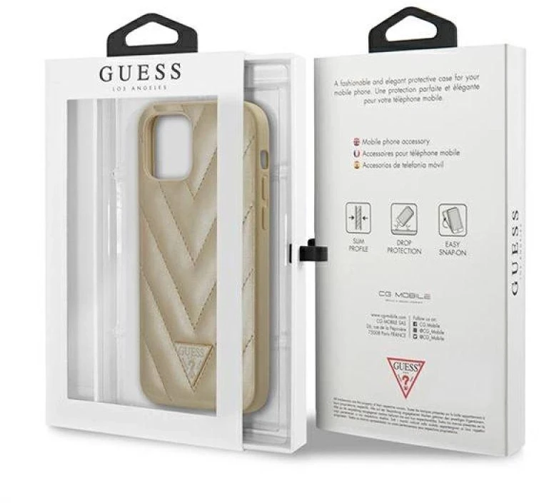 GUESS GUHCP12SPUVQTMLBE KIETAS DĖKLAS V dygsniuotas KOLEKCIJA IPHONE 12 MINI 5,4" AUKSO