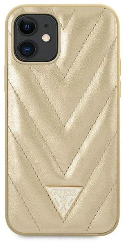 GUESS GUHCP12SPUVQTMLBE KIETAS DĖKLAS V dygsniuotas KOLEKCIJA IPHONE 12 MINI 5,4" AUKSO