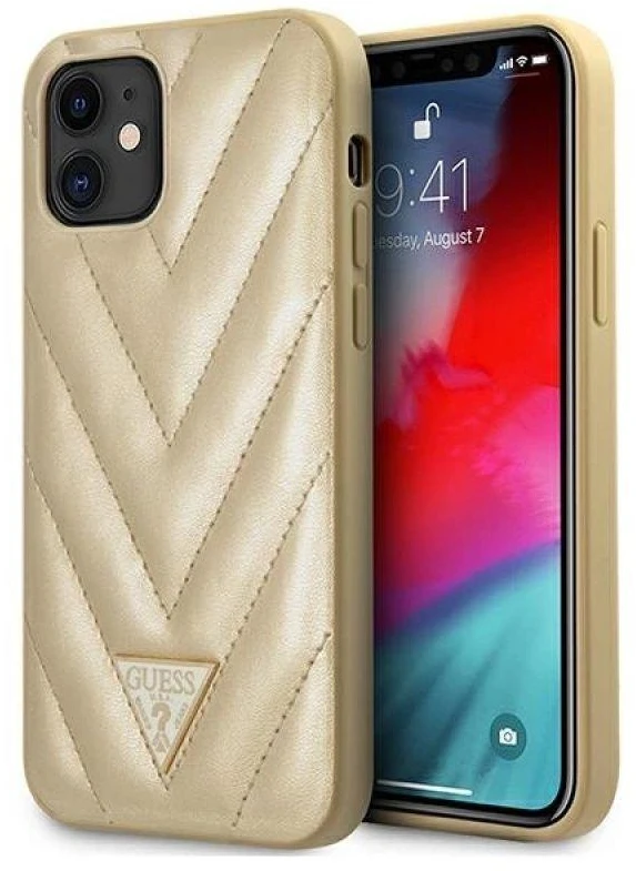 GUESS GUHCP12SPUVQTMLBE KIETAS DĖKLAS V dygsniuotas KOLEKCIJA IPHONE 12 MINI 5,4" AUKSO