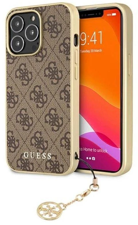 Dėklas Cg Mobile France GUHCP13LGF4GBR Guess 4G Charms Zadní Kryt pro iPhone 13 Pro Brown (ruda)