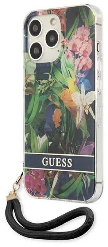 Guess GUHCP13LHFLSB Apple iPhone 13 Pro / 13 6,1" mėlynas kietas dėklas su gėlių raštu