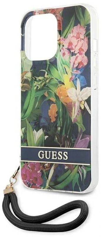 Guess GUHCP13LHFLSB Apple iPhone 13 Pro / 13 6,1" mėlynas kietas dėklas su gėlių raštu