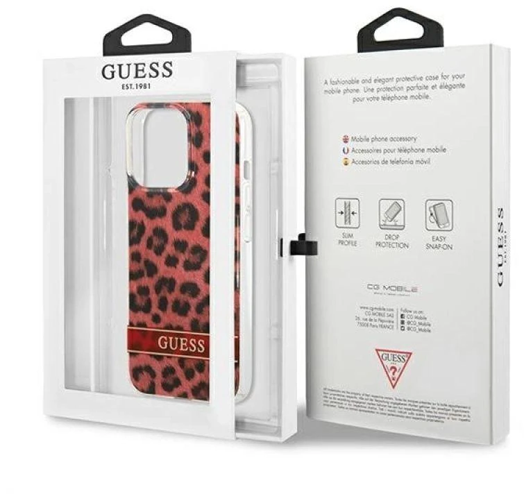 Dėklas GUESS GUHCP13LHSLEOR IPHONE 13 PRO / 13 6.1 "Raudonas / Raudonas HARDCASE LEOPARD