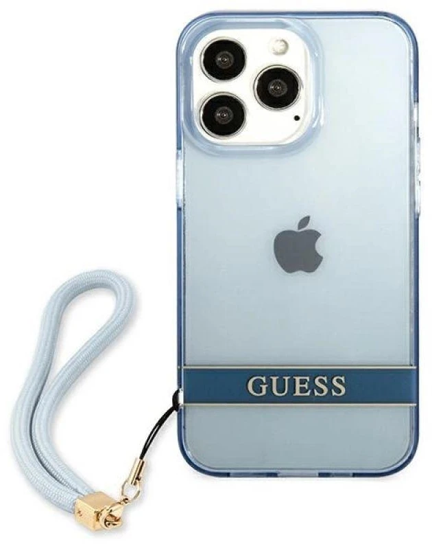 Guess GUHCP13LHTSGSB Apple iPhone 13 Pro / 13 6,1″ mėlynas kietas dėklas Translucent Stap