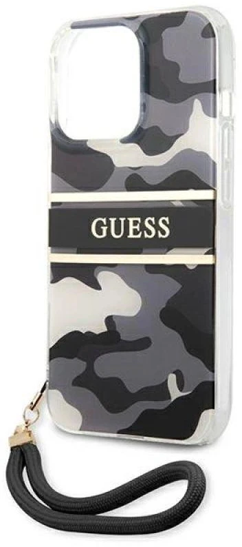 Dėklas GUESS GUHCP13LKCBBK IPHONE 13 PRO / 13 6.1 "Juodas / Juodas HARDCASE CAMO STRAP COLLECTION