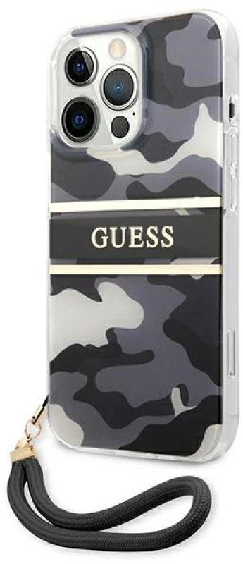 Dėklas GUESS GUHCP13LKCBBK IPHONE 13 PRO / 13 6.1 "Juodas / Juodas HARDCASE CAMO STRAP COLLECTION
