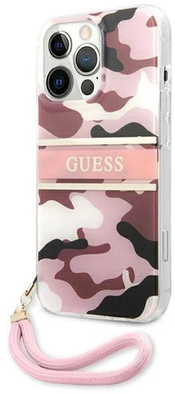 Dėklas Guess GUHCP13LKCABPI Apple iPhone 13 Pro / 13 6,1″ rožinės spalvos hardcase Camo Strap Collection