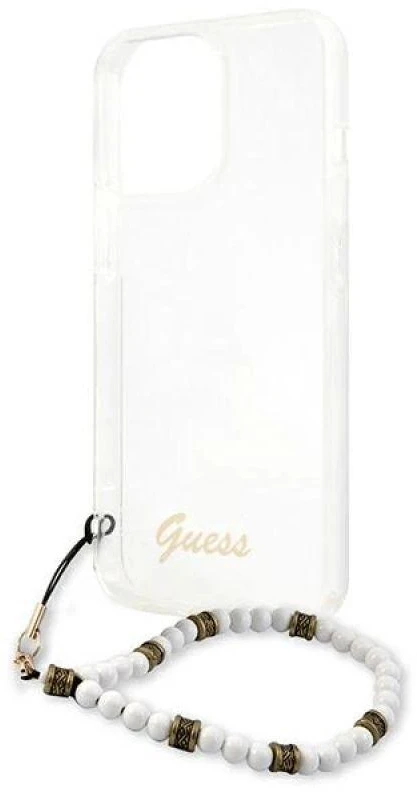 Guess GUHCP13LKPSWH iPhone 13 Pro / 13 6,1" skaidrus kietas dėklas Baltas Pearl