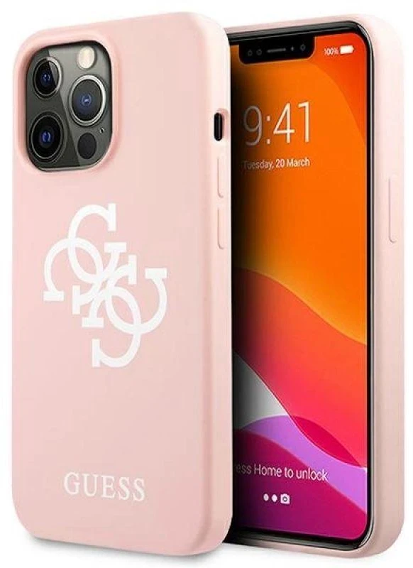 Dėklas GUESS GUHCP13LLS4GWPI IPHONE 13 PRO / 13 6.1 "Rožinis / Rožinis HARD CASE SILICONE 4G LOGO