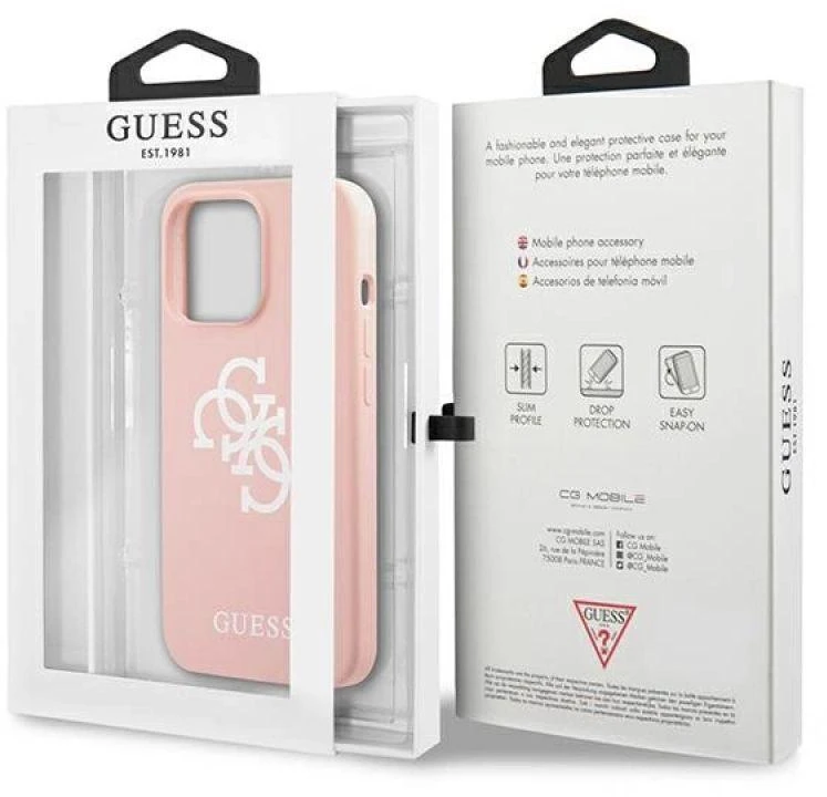 Dėklas GUESS GUHCP13LLS4GWPI IPHONE 13 PRO / 13 6.1 "Rožinis / Rožinis HARD CASE SILICONE 4G LOGO