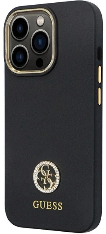 Dėklas GUESS GUHCP13LM4DGPK IPHONE 13 PRO / 13 6.1 "Juodas / Juodas HARDCASE SILICONE LOGO STRASS 4G