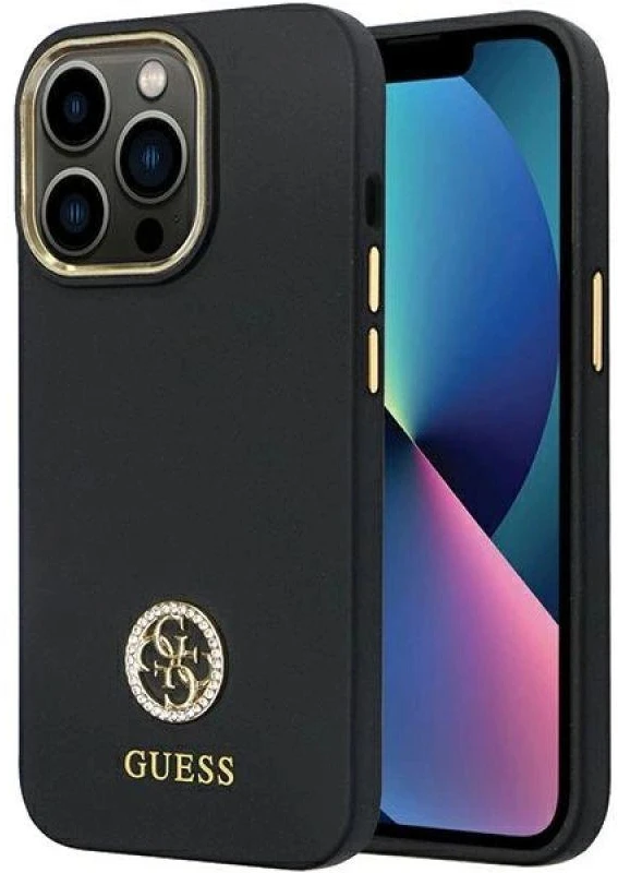 Dėklas GUESS GUHCP13LM4DGPK IPHONE 13 PRO / 13 6.1 "Juodas / Juodas HARDCASE SILICONE LOGO STRASS 4G