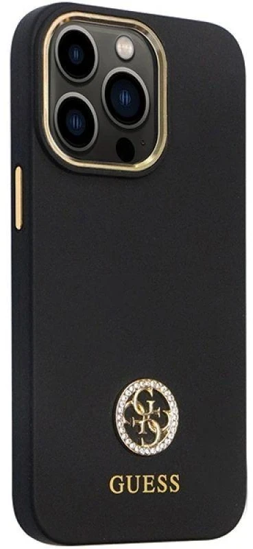 Dėklas GUESS GUHCP13LM4DGPK IPHONE 13 PRO / 13 6.1 "Juodas / Juodas HARDCASE SILICONE LOGO STRASS 4G