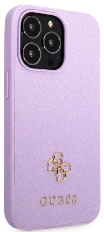 Guess GUHCP13LPS4MU Apple iPhone 13 Pro / 13 6,1″ violetinės spalvos kietas dėklas Saffiano 4G Small Metal Logo