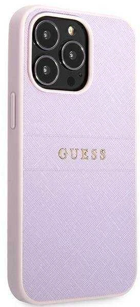Dėklas Guess GUHCP13LPSASBPU iPhone 13 Pro / 13 6,1" purpurowy/violetinė Saffiano Hot Stamp & Metal Logo