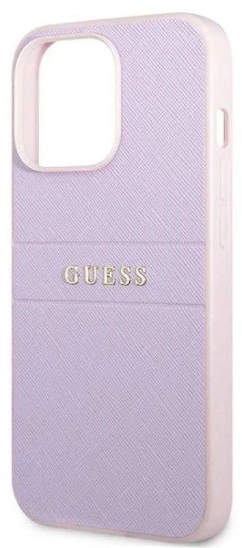 Dėklas Guess GUHCP13LPSASBPU iPhone 13 Pro / 13 6,1" purpurowy/violetinė Saffiano Hot Stamp & Metal Logo
