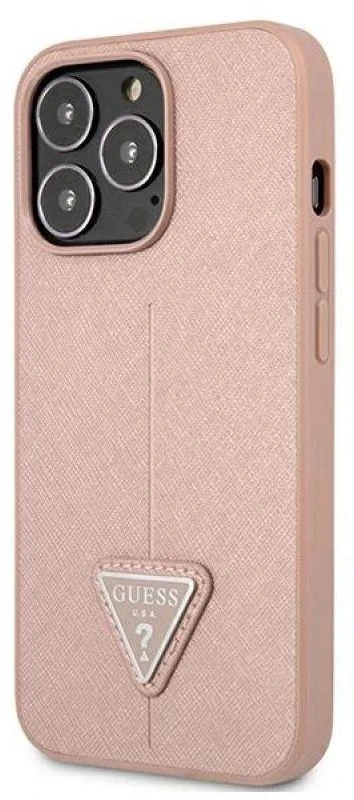 Dėklas GUESS GUHCP13LPSATLP IPHONE 13 PRO / 13 6.1 "Rožinis / Rožinis HARDCASE SAFFIANOTRIANGLE LOGO