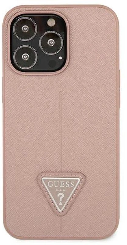 Dėklas GUESS GUHCP13LPSATLP IPHONE 13 PRO / 13 6.1 "Rožinis / Rožinis HARDCASE SAFFIANOTRIANGLE LOGO