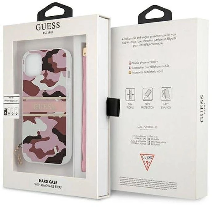 Dėklas GUESS GUHCP13MKCABPI IPHONE 13/14/15 6.1 "Rožinis / Rožinis HARDCASE CAMO STAP COLLECTION