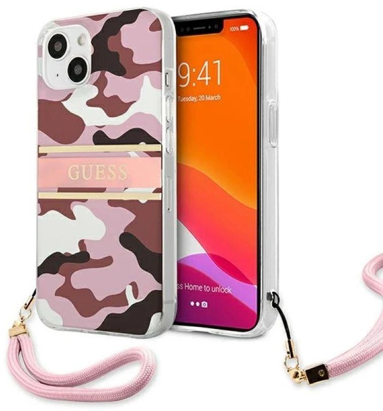 Dėklas GUESS GUHCP13MKCABPI IPHONE 13/14/15 6.1 "Rožinis / Rožinis HARDCASE CAMO STAP COLLECTION