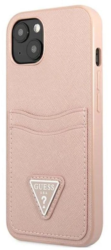 Apple iPhone 13 Guess dėklas Saffianotriangle Logo Cardslot (GUHCP13MPSATPP) rožinės spalvos