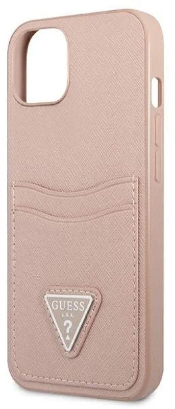 Apple iPhone 13 Guess dėklas Saffianotriangle Logo Cardslot (GUHCP13MPSATPP) rožinės spalvos