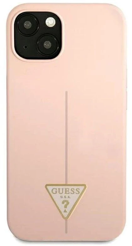 Apple iPhone 13 Guess dėklas Silicone Triangle (GUHCP13MSLTGP) rožinės spalvos