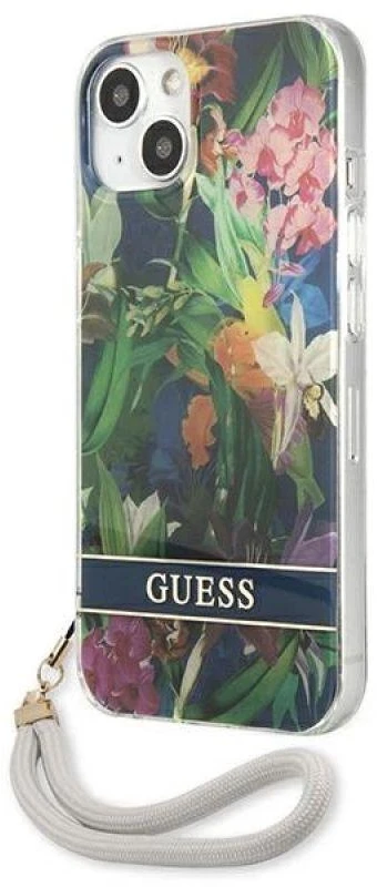Guess GUHCP13SHFLSB Apple iPhone 13 mini 5,4" mėlynas kietas dėklas su gėlių raštu