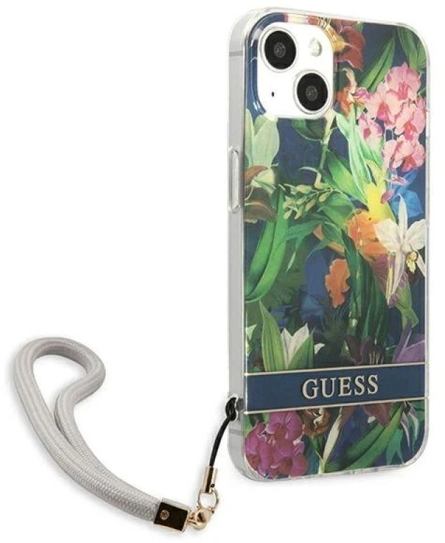 Guess GUHCP13SHFLSB Apple iPhone 13 mini 5,4" mėlynas kietas dėklas su gėlių raštu
