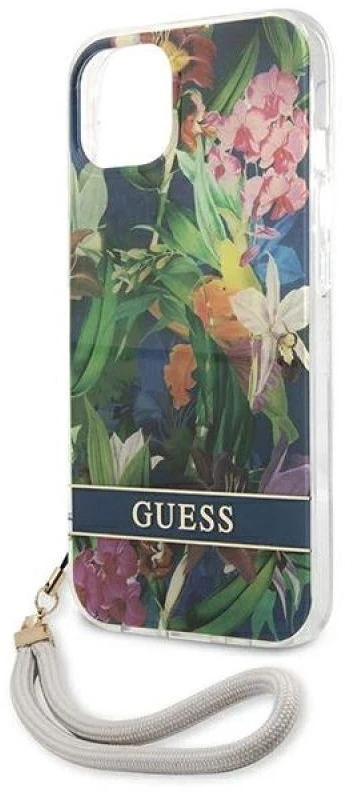 Guess GUHCP13SHFLSB Apple iPhone 13 mini 5,4" mėlynas kietas dėklas su gėlių raštu