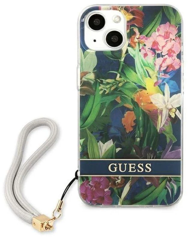 Guess GUHCP13SHFLSB Apple iPhone 13 mini 5,4" mėlynas kietas dėklas su gėlių raštu